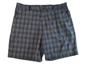 Chaps Golf Men's Blue Plaid Polyester Elastane Flat Front Shorts with Pockets